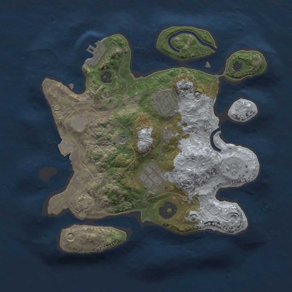 Rust Map: Procedural Map, Size: 2500, Seed: 520849193, 9 Monuments