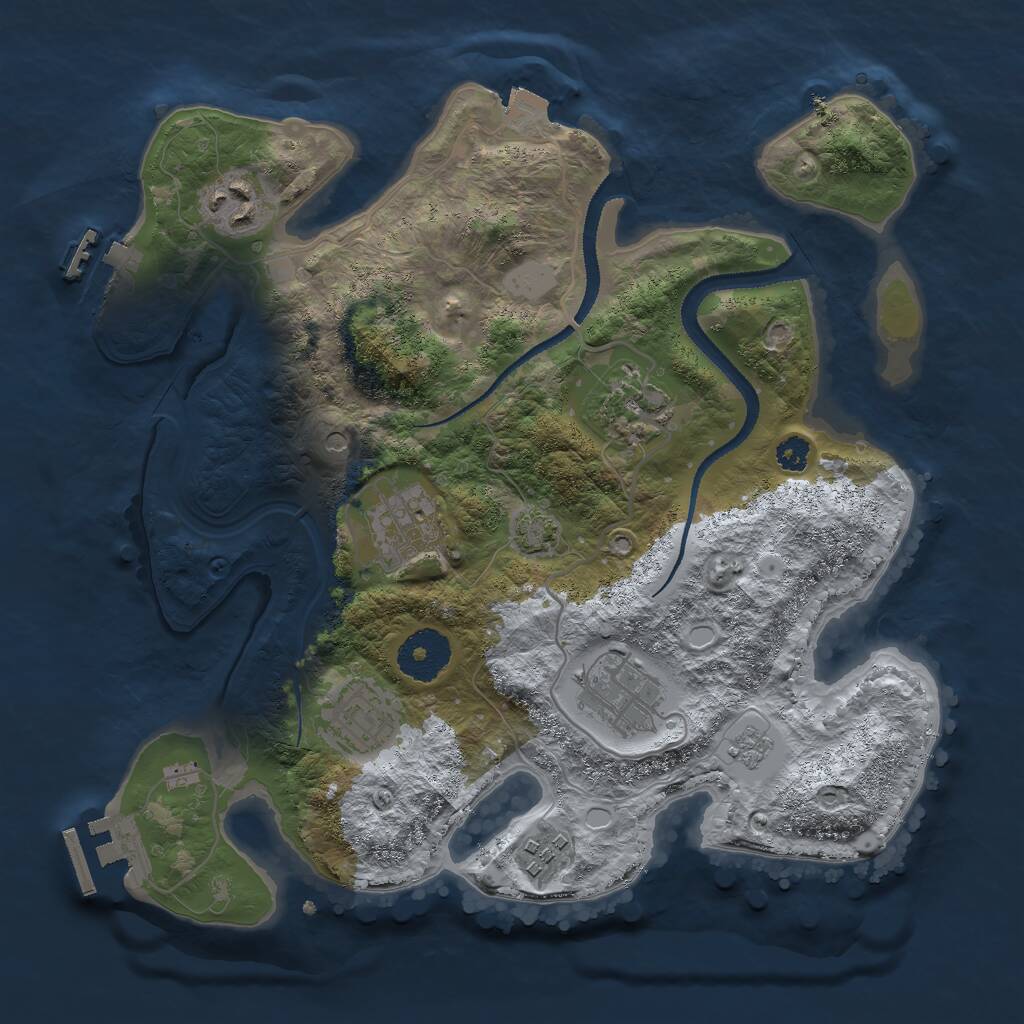 Rust Map: Procedural Map, Size: 3000, Seed: 1187634874, 12 Monuments