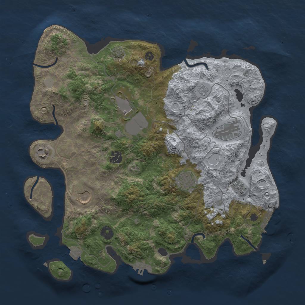 Rust Map: Procedural Map, Size: 3500, Seed: 87345333, 15 Monuments