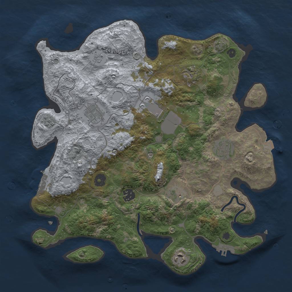 Rust Map: Procedural Map, Size: 3500, Seed: 1243020638, 16 Monuments