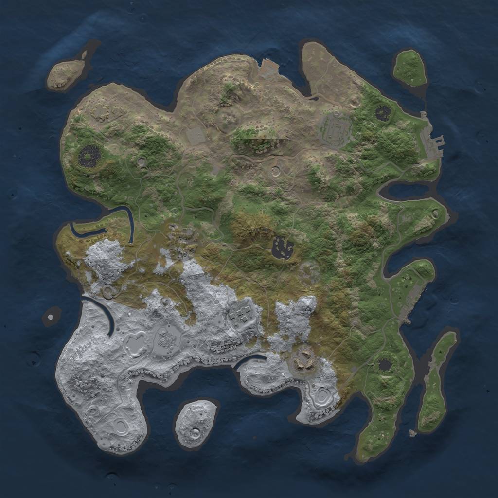 Rust Map: Procedural Map, Size: 3250, Seed: 108839572, 13 Monuments