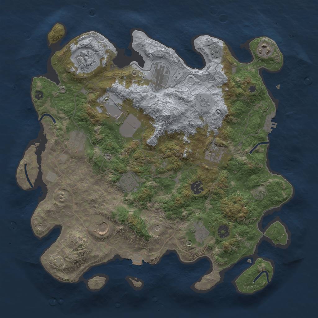Rust Map: Procedural Map, Size: 3700, Seed: 59930199, 18 Monuments