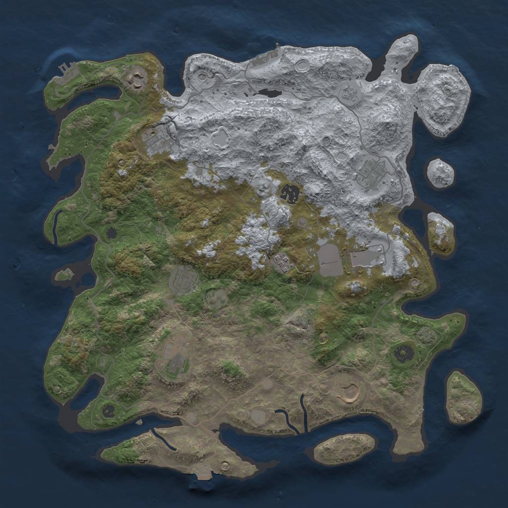 Rust Map: Procedural Map, Size: 4000, Seed: 72434, 17 Monuments