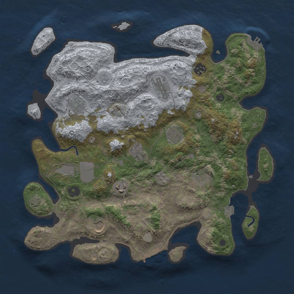 Rust Map: Procedural Map, Size: 3750, Seed: 60078947, 18 Monuments