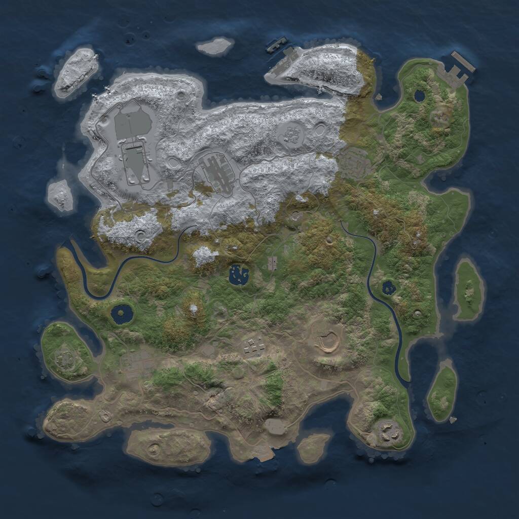 Rust Map: Procedural Map, Size: 3750, Seed: 60078947, 14 Monuments