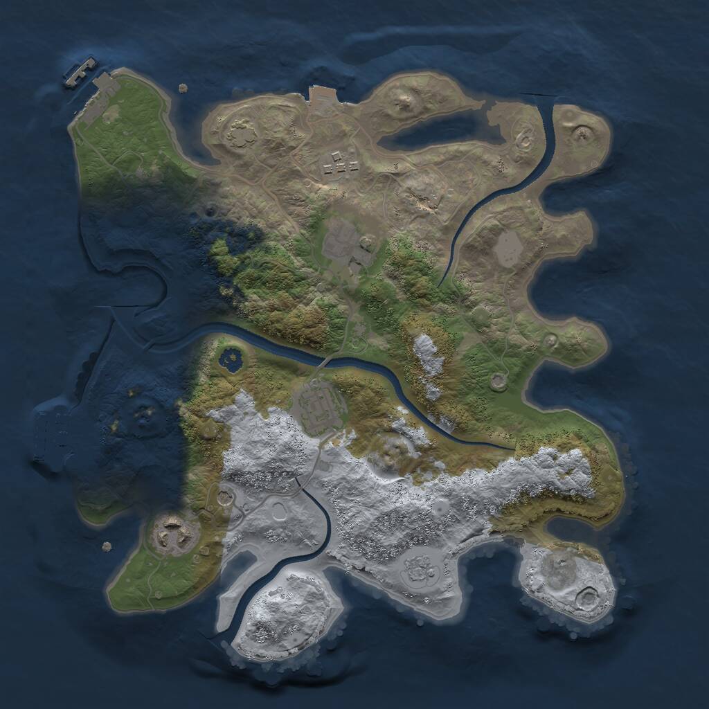 Rust Map: Procedural Map, Size: 3000, Seed: 1857301635, 10 Monuments
