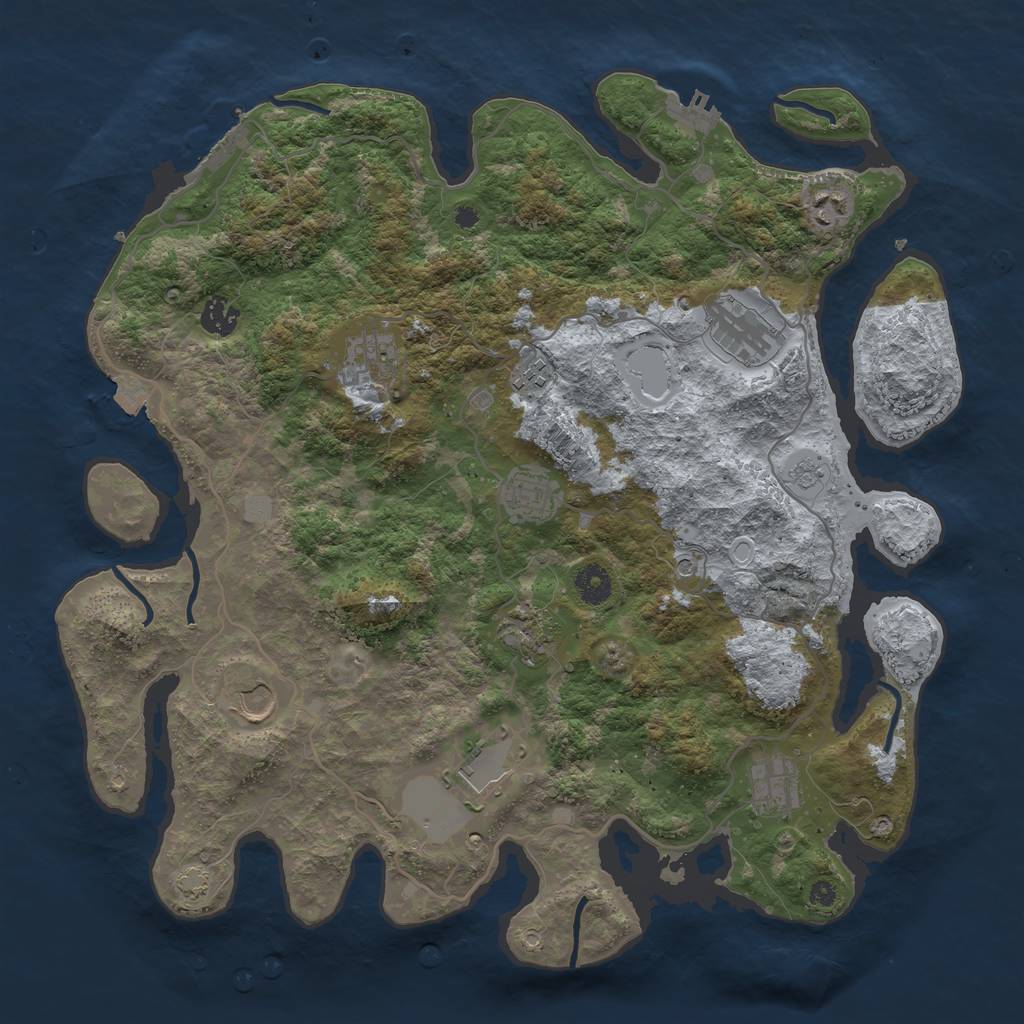 Rust Map: Procedural Map, Size: 4000, Seed: 3466346, 18 Monuments