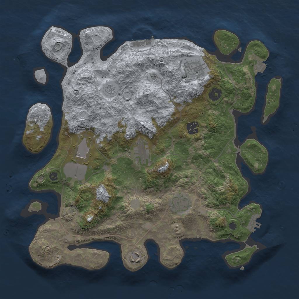 Rust Map: Procedural Map, Size: 3500, Seed: 274324, 14 Monuments