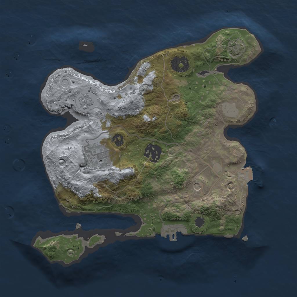 Rust Map: Procedural Map, Size: 2500, Seed: 225914951, 9 Monuments