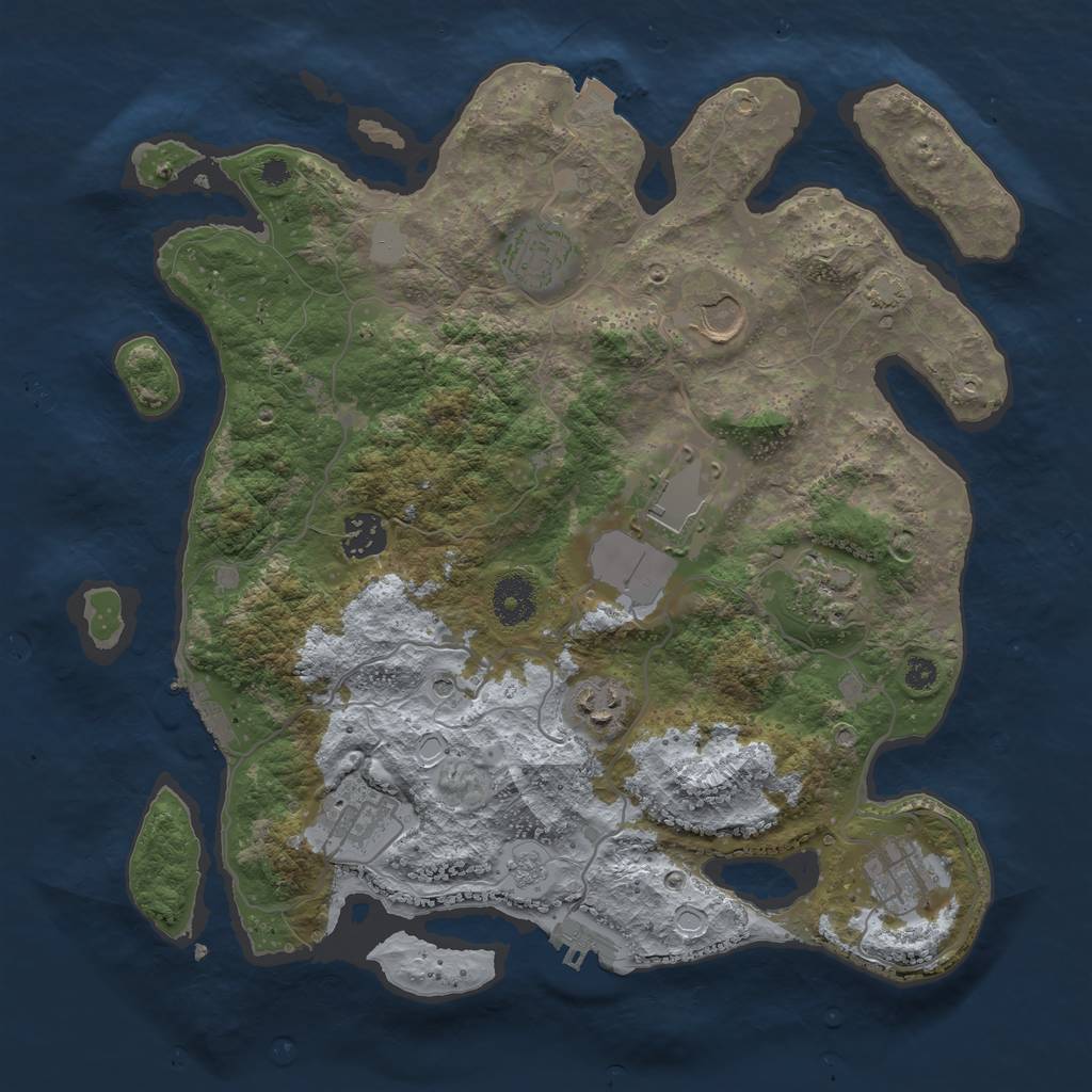 Rust Map: Procedural Map, Size: 3500, Seed: 123123121, 16 Monuments