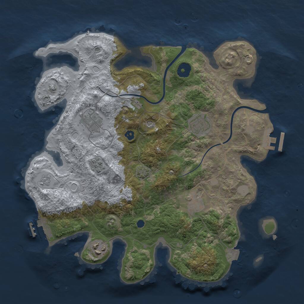 Rust Map: Procedural Map, Size: 3200, Seed: 105714958, 11 Monuments