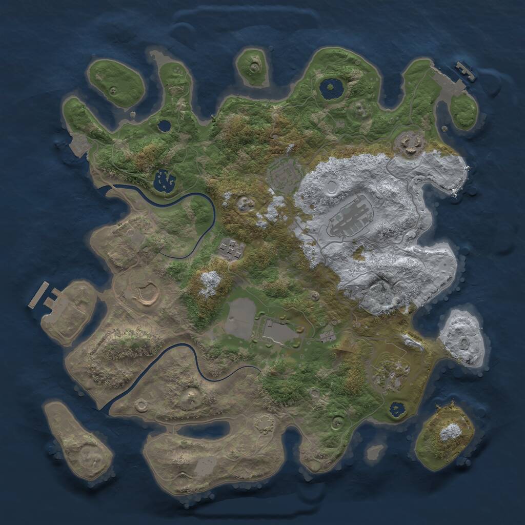 Rust Map: Procedural Map, Size: 3500, Seed: 580519393, 12 Monuments
