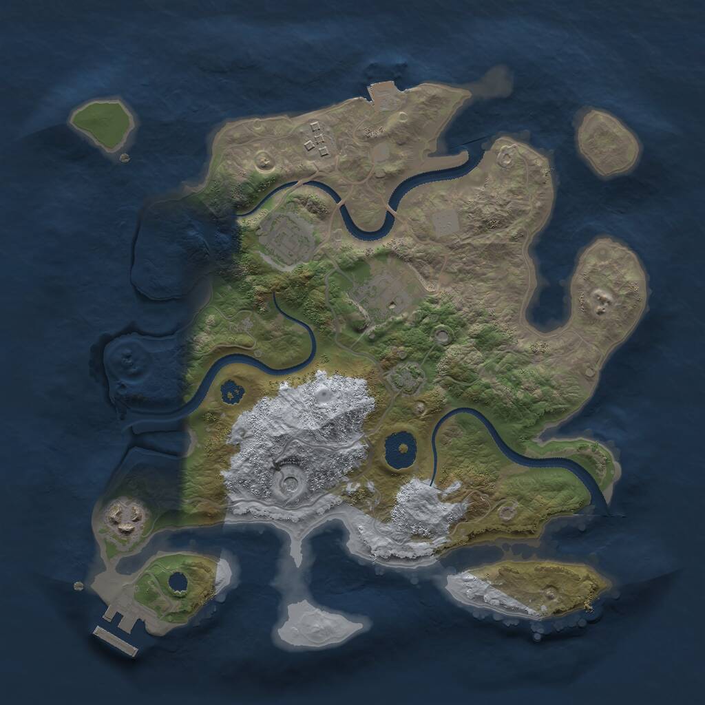 Rust Map: Procedural Map, Size: 3000, Seed: 15399, 8 Monuments