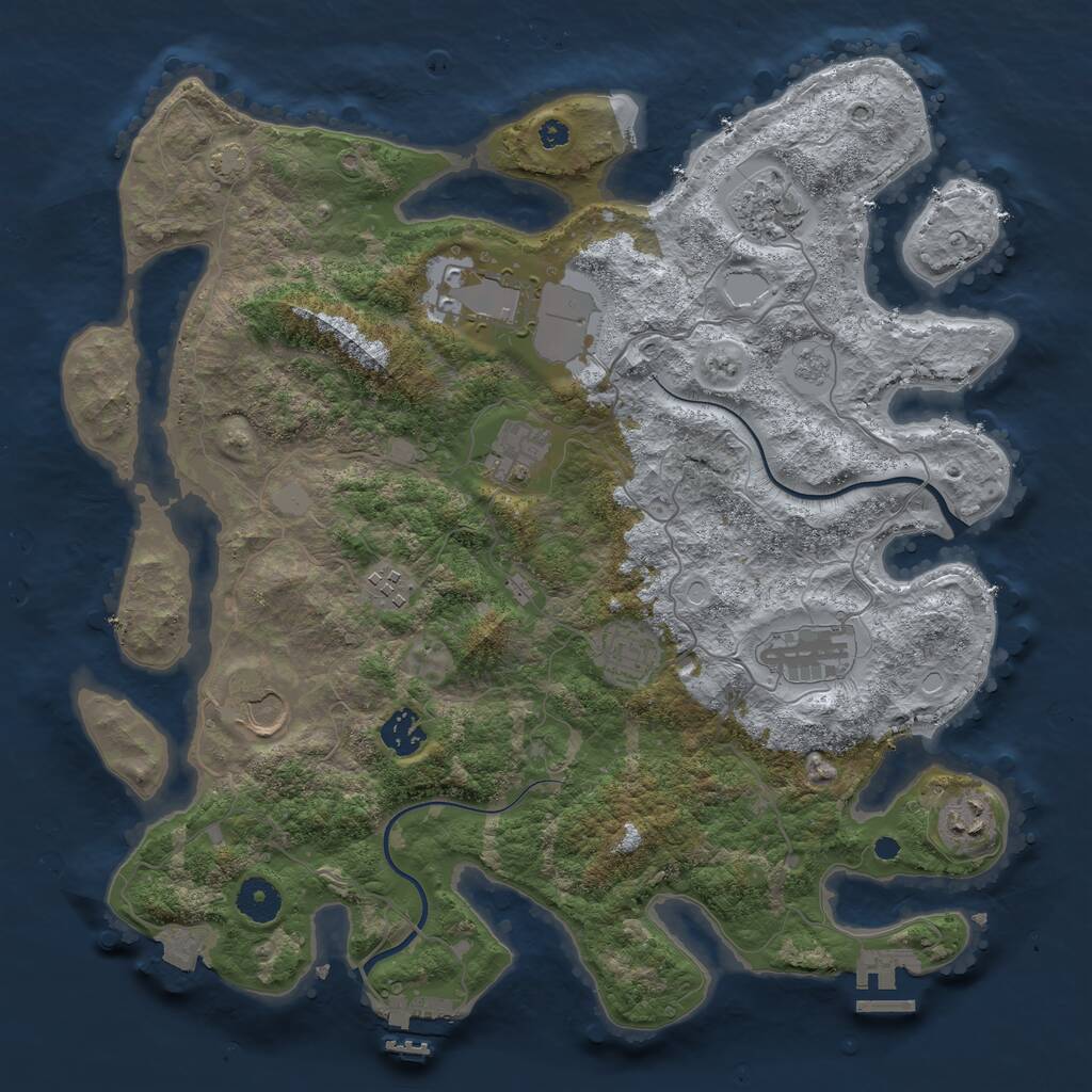 Rust Map: Procedural Map, Size: 3750, Seed: 589747023, 14 Monuments