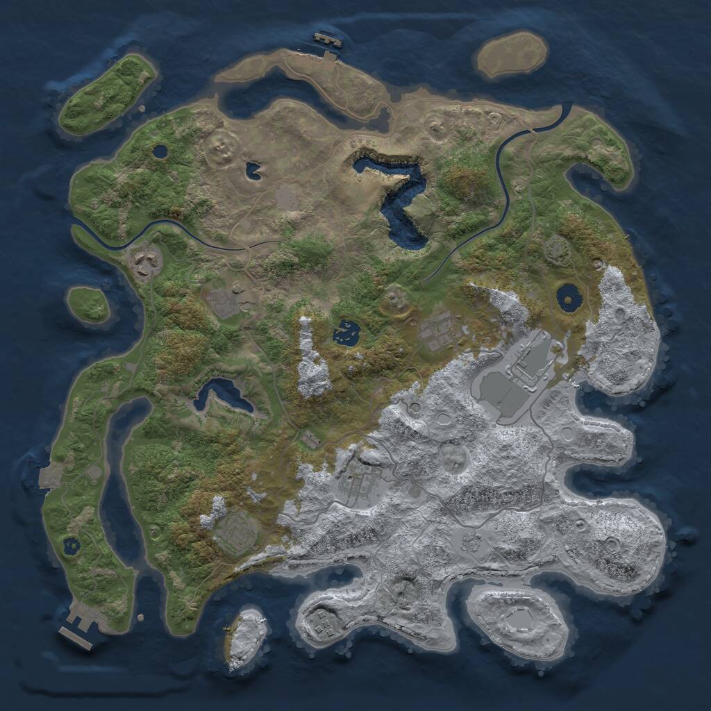 Rust Map: Procedural Map, Size: 4000, Seed: 1163661650, 14 Monuments