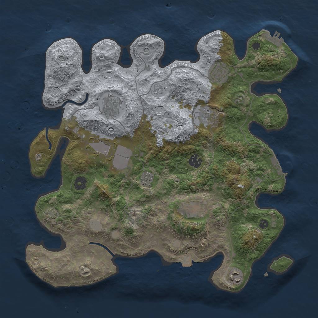 Rust Map: Procedural Map, Size: 3600, Seed: 1507113138, 16 Monuments
