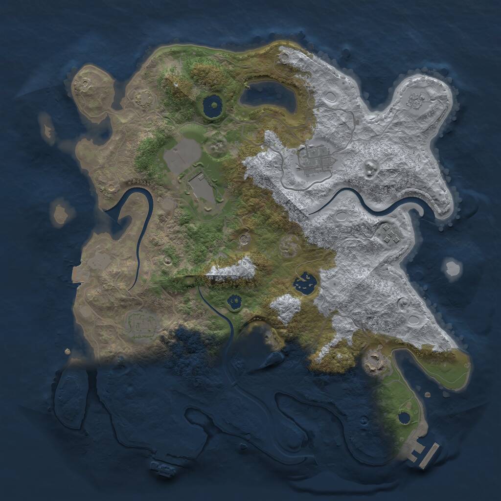 Rust Map: Procedural Map, Size: 3500, Seed: 1466237706, 13 Monuments