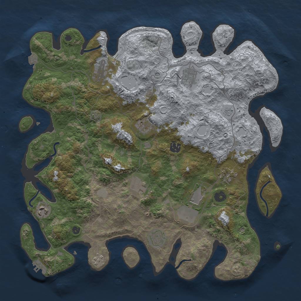 Rust Map: Procedural Map, Size: 4000, Seed: 1785326, 17 Monuments