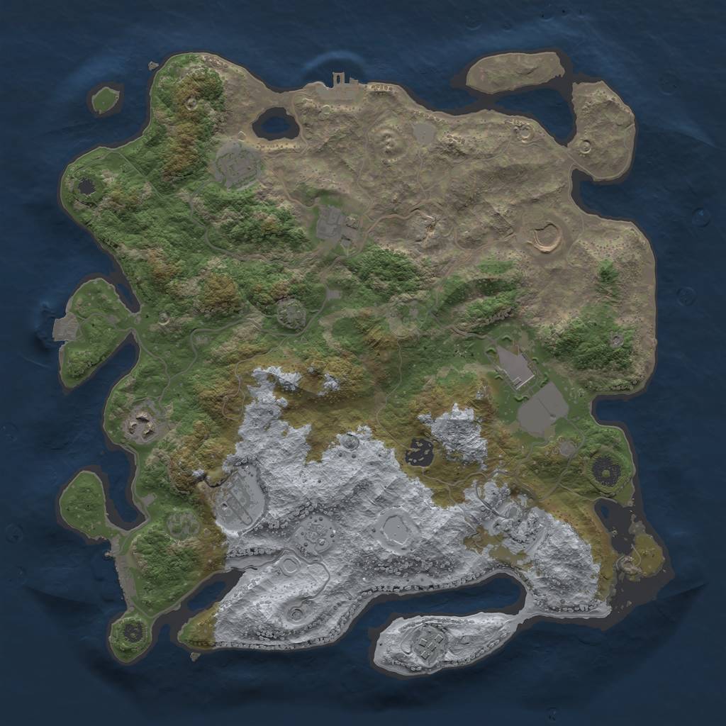 Rust Map: Procedural Map, Size: 3750, Seed: 8022024, 17 Monuments