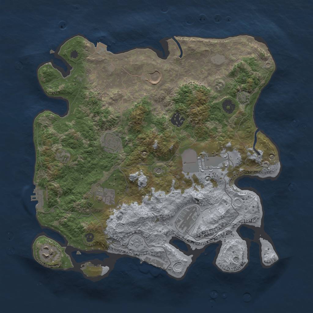 Rust Map: Procedural Map, Size: 3500, Seed: 321183973, 15 Monuments