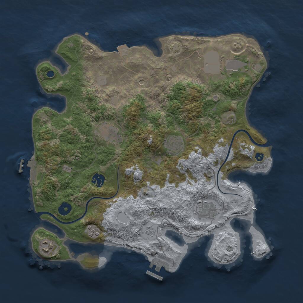 Rust Map: Procedural Map, Size: 3500, Seed: 321183973, 13 Monuments