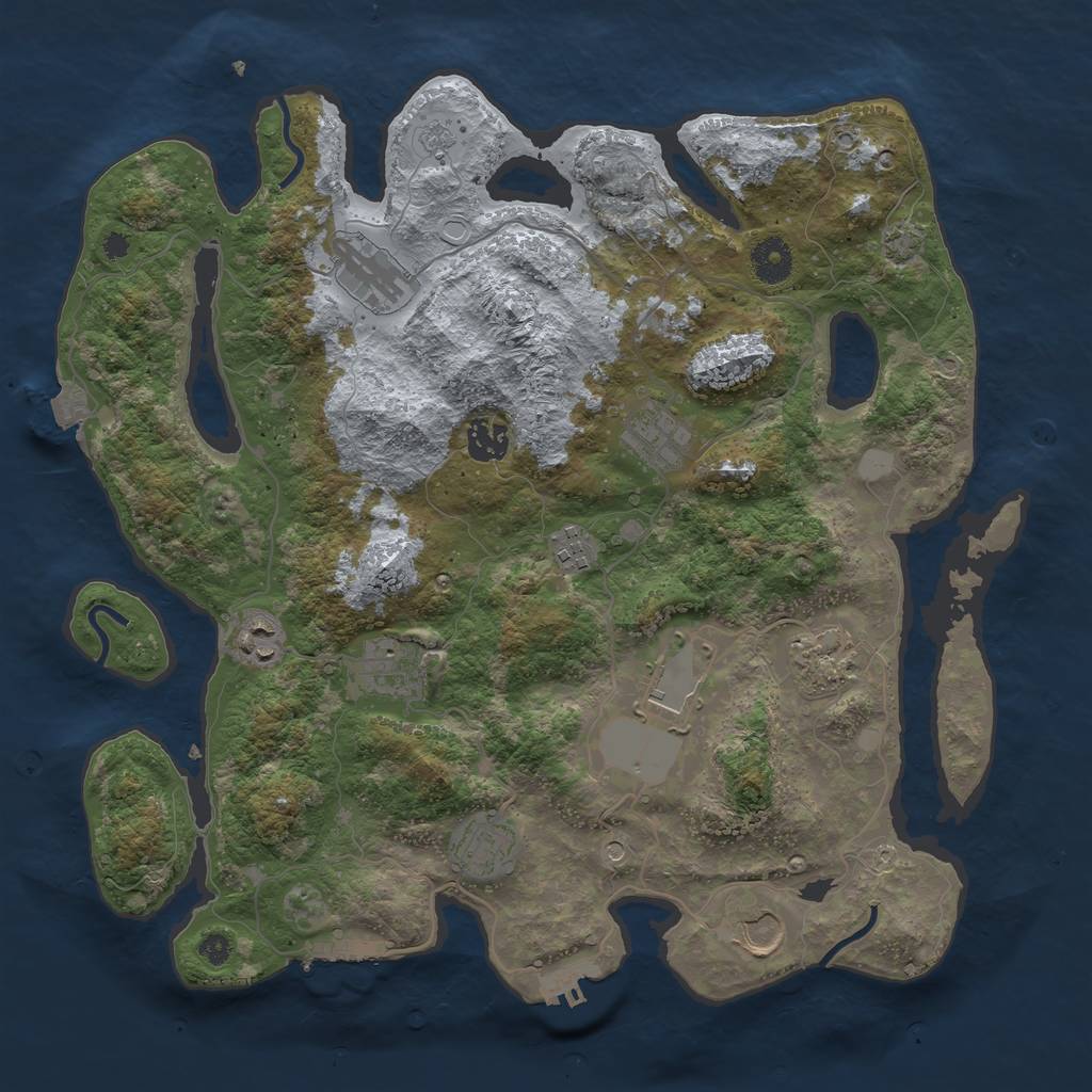 Rust Map: Procedural Map, Size: 3750, Seed: 794127, 18 Monuments