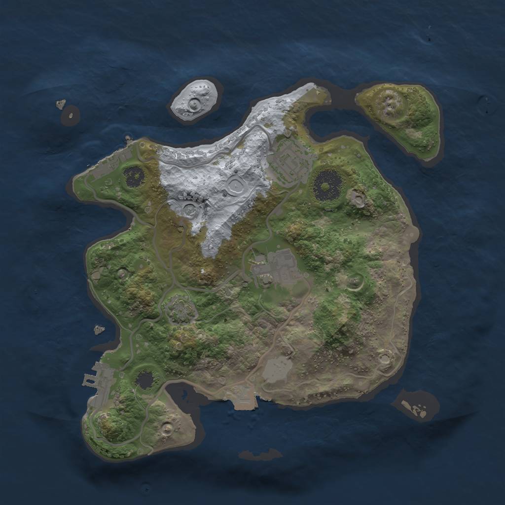 Rust Map: Procedural Map, Size: 2500, Seed: 910905885, 9 Monuments