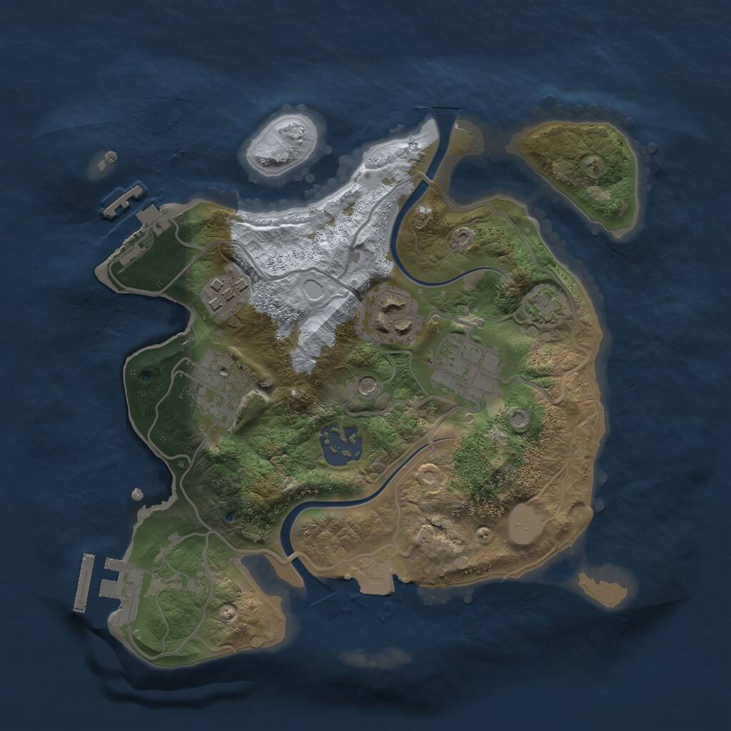 Rust Map: Procedural Map, Size: 2500, Seed: 910905885, 12 Monuments