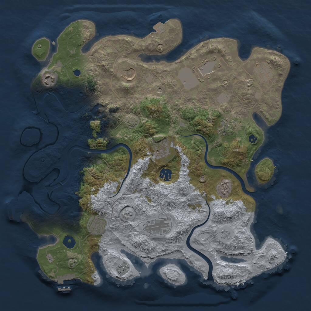 Rust Map: Procedural Map, Size: 3750, Seed: 598029, 16 Monuments