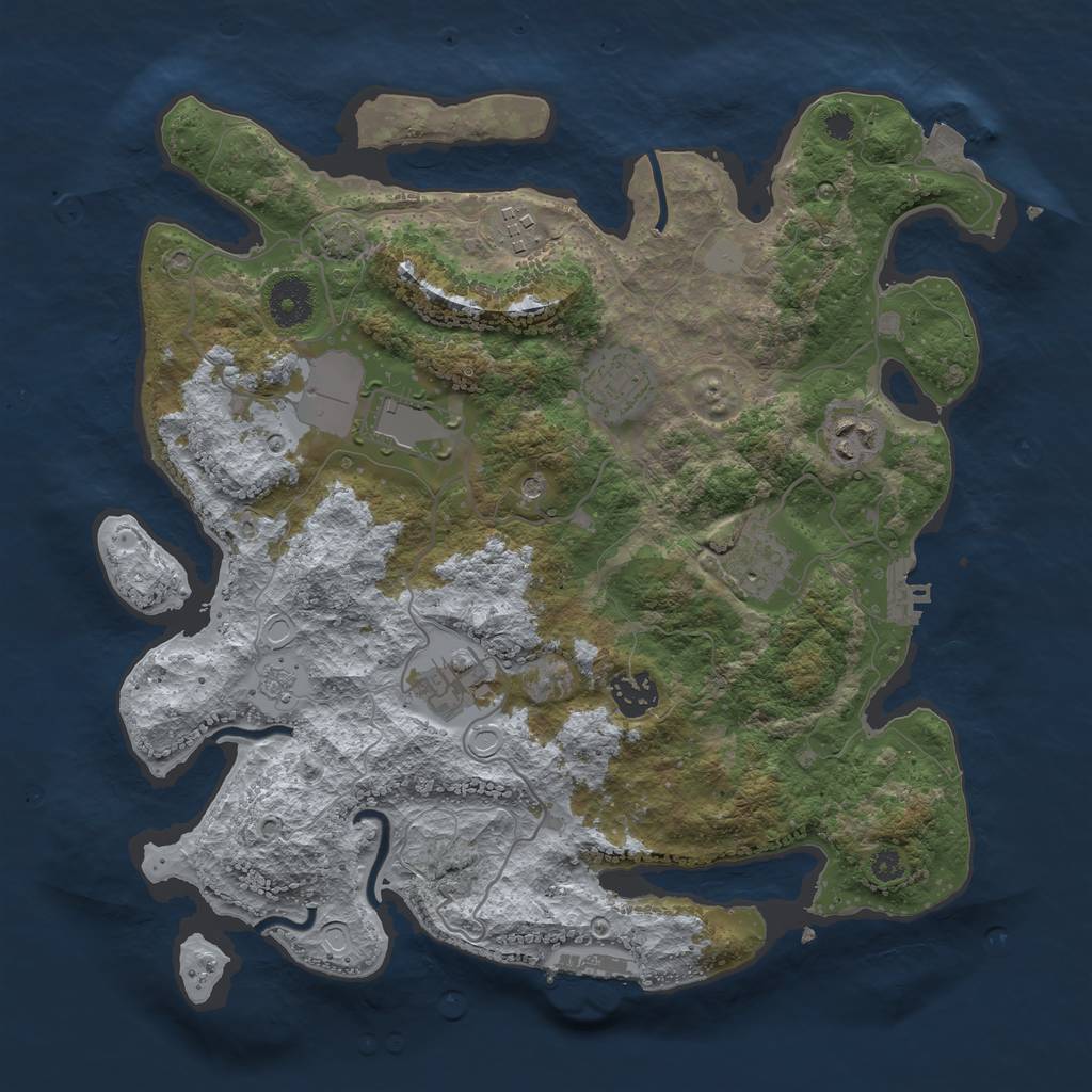 Rust Map: Procedural Map, Size: 3500, Seed: 766404787, 15 Monuments