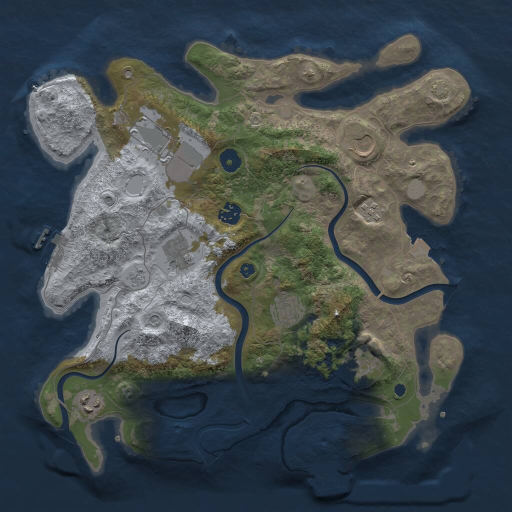 Rust Map: Procedural Map, Size: 3500, Seed: 1234446986, 14 Monuments