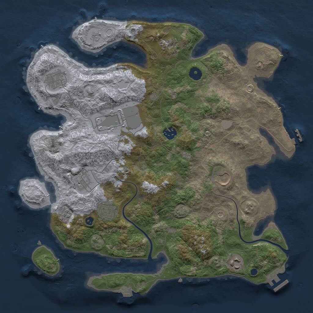 Rust Map: Procedural Map, Size: 3700, Seed: 1327684368, 15 Monuments