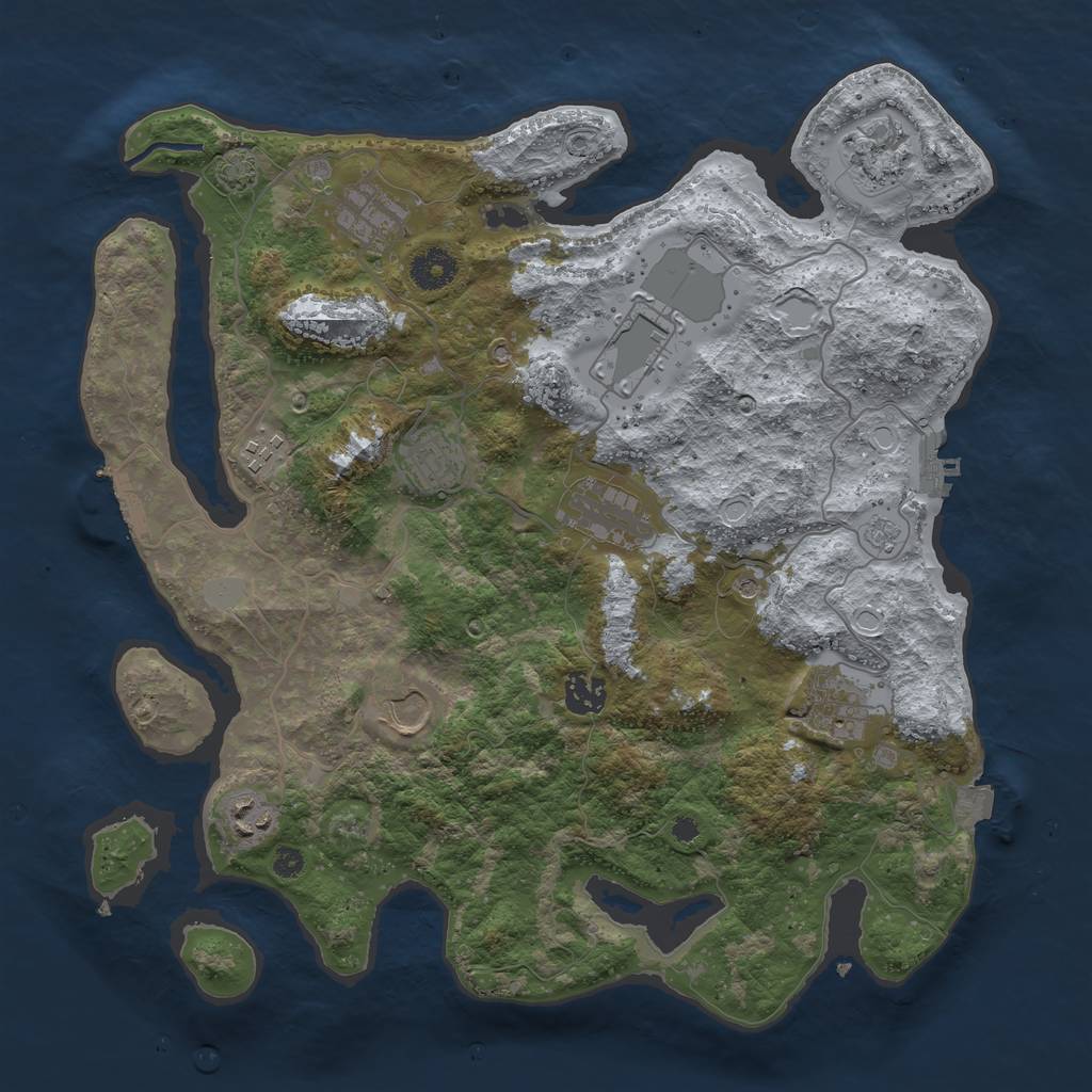 Rust Map: Procedural Map, Size: 3700, Seed: 2061243057, 18 Monuments