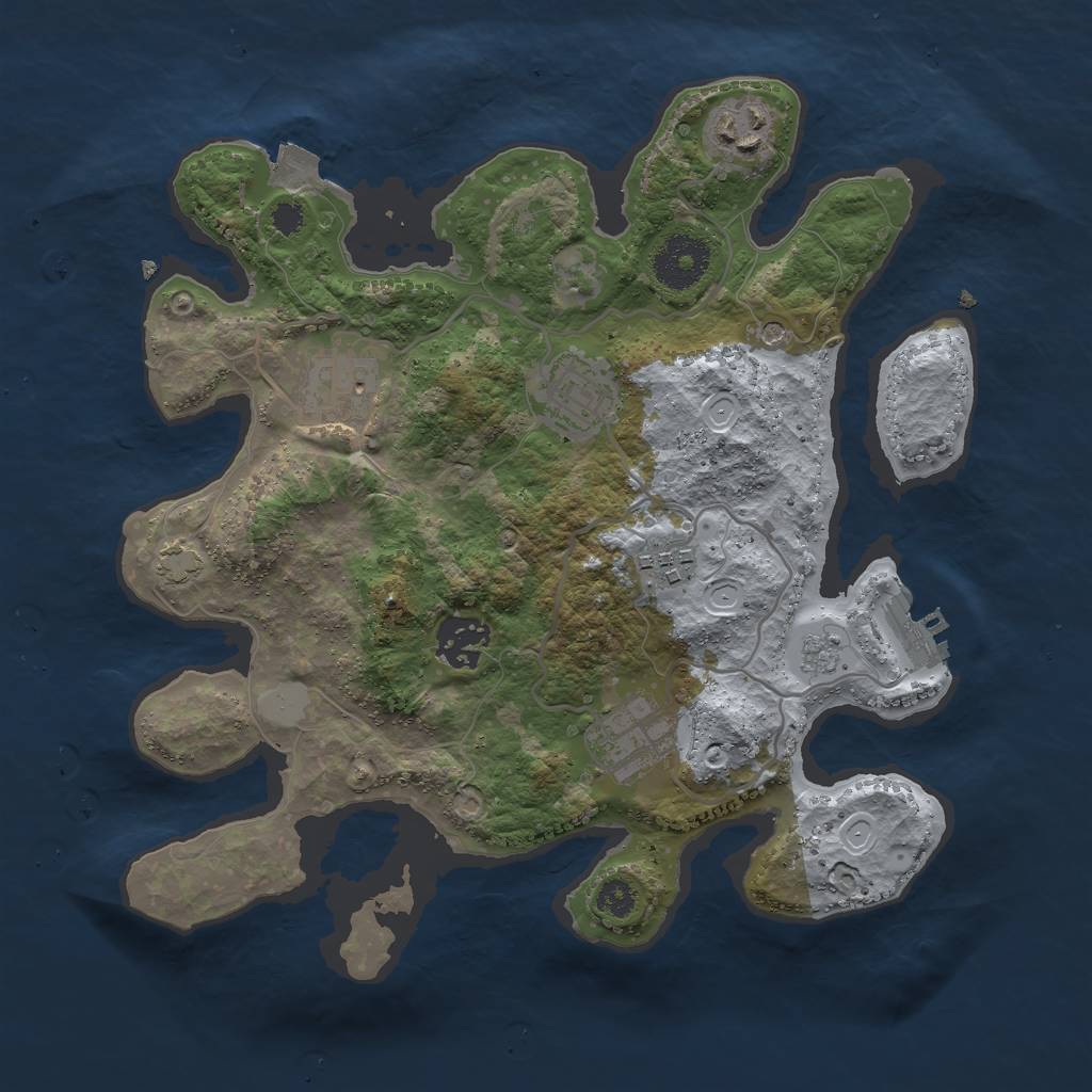 Rust Map: Procedural Map, Size: 3000, Seed: 790414553, 13 Monuments