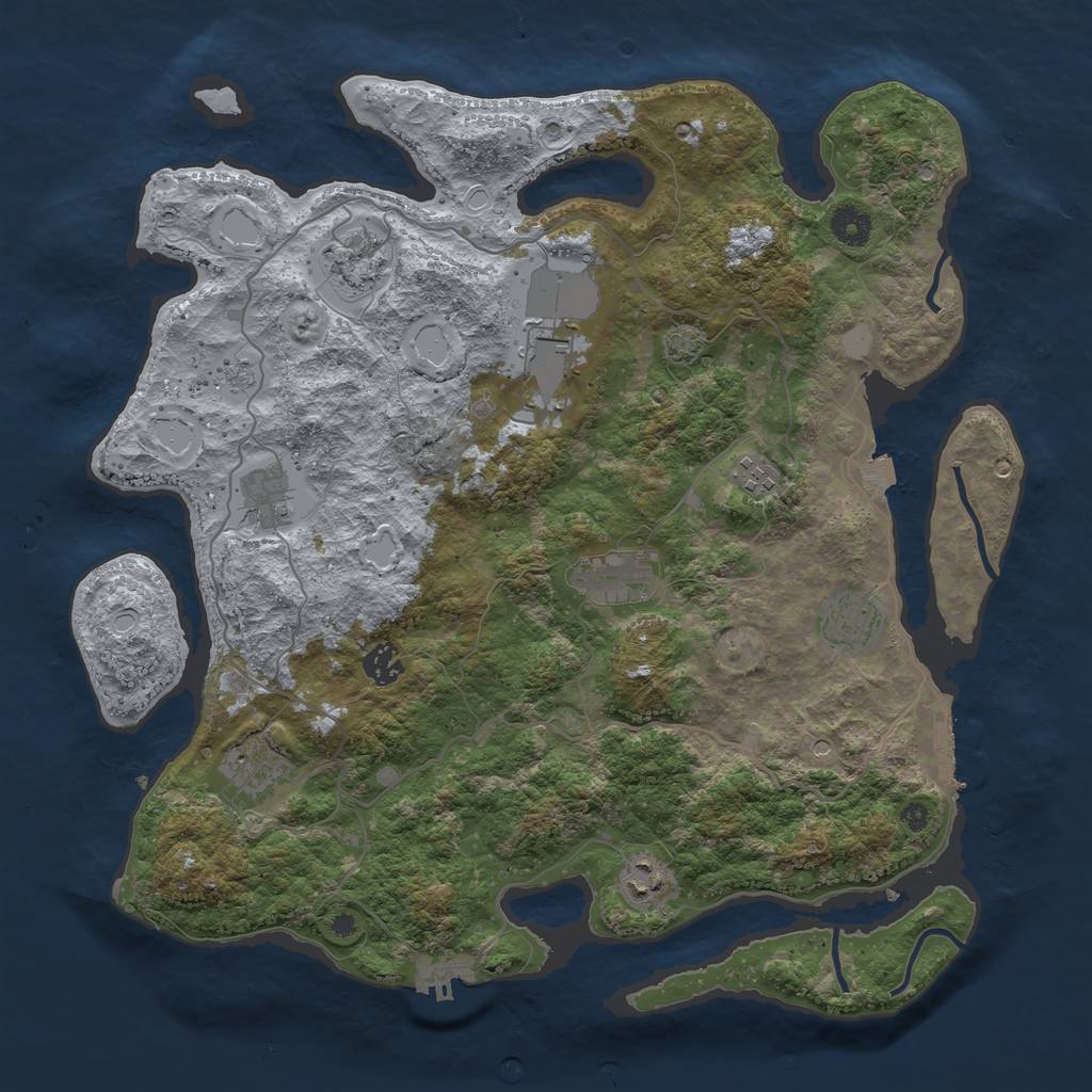 Rust Map: Procedural Map, Size: 4000, Seed: 932430861, 17 Monuments