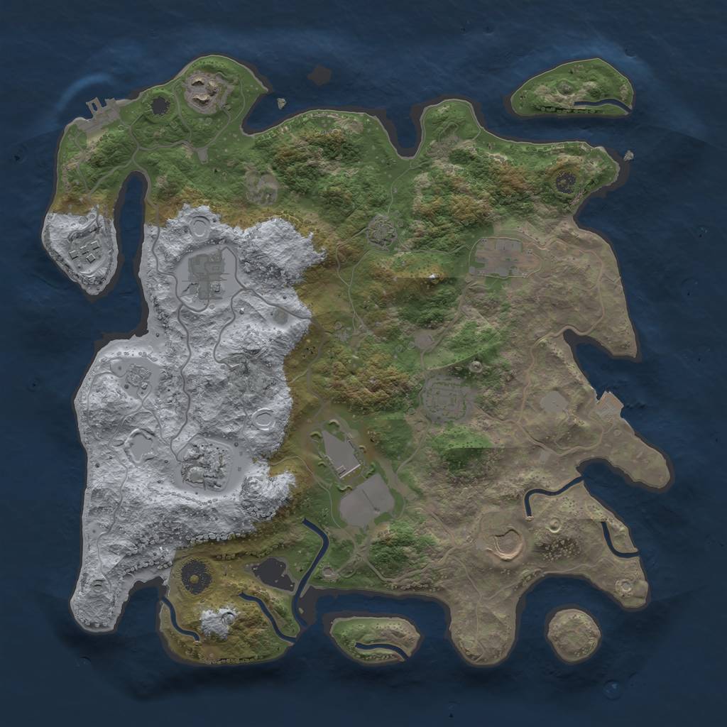 Rust Map: Procedural Map, Size: 3500, Seed: 617804683, 14 Monuments