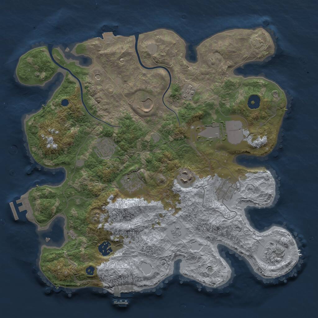 Rust Map: Procedural Map, Size: 3500, Seed: 1012439, 15 Monuments