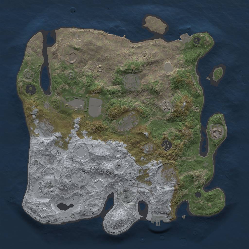 Rust Map: Procedural Map, Size: 3500, Seed: 933365749, 18 Monuments