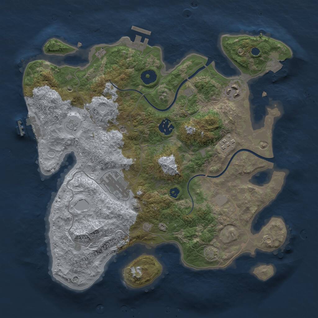 Rust Map: Procedural Map, Size: 3200, Seed: 290997787, 10 Monuments