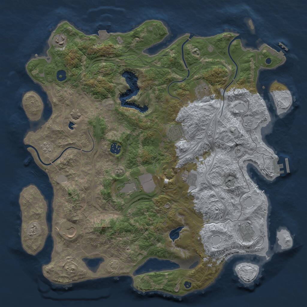 Rust Map: Procedural Map, Size: 4250, Seed: 555026675, 15 Monuments
