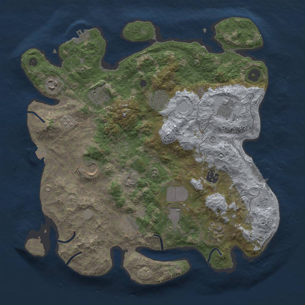 Rust Map: Procedural Map, Size: 3700, Seed: 1618028063, 18 Monuments