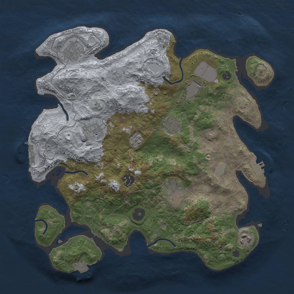 Rust Map: Procedural Map, Size: 3500, Seed: 605134801, 16 Monuments