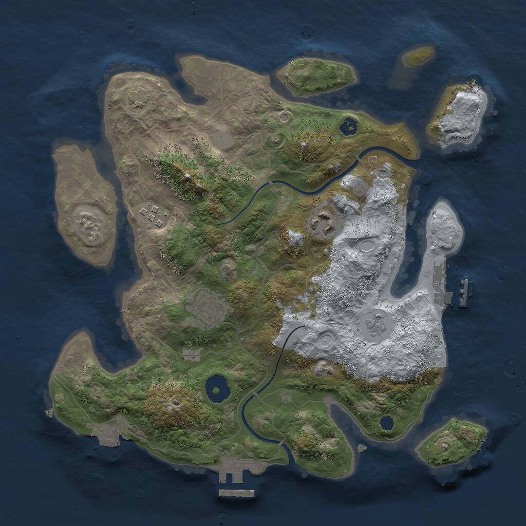 Rust Map: Procedural Map, Size: 3000, Seed: 9036, 8 Monuments