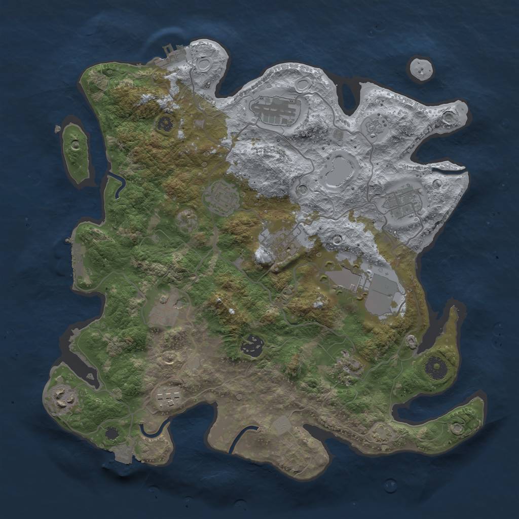 Rust Map: Procedural Map, Size: 3500, Seed: 299214945, 18 Monuments