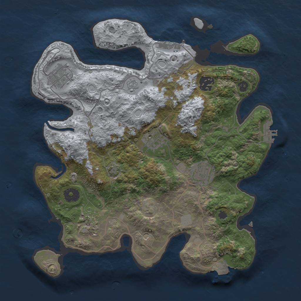 Rust Map: Procedural Map, Size: 3000, Seed: 97130493, 13 Monuments