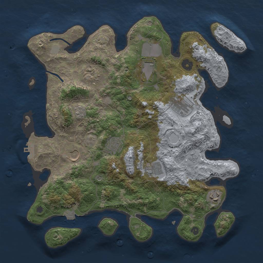 Rust Map: Procedural Map, Size: 3500, Seed: 1786133108, 15 Monuments
