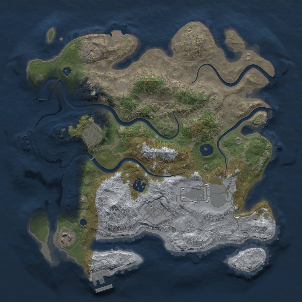 Rust Map: Procedural Map, Size: 3500, Seed: 246098841, 12 Monuments