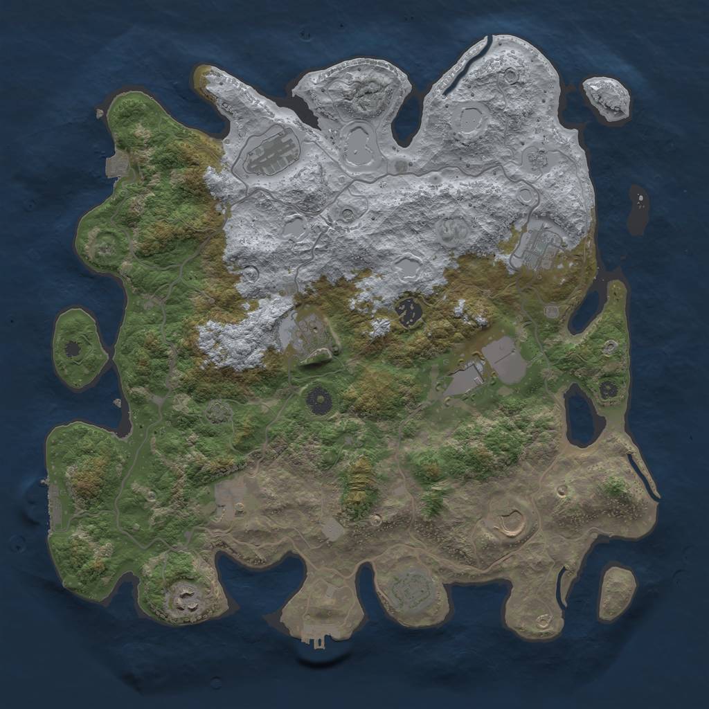 Rust Map: Procedural Map, Size: 4000, Seed: 220149399, 17 Monuments