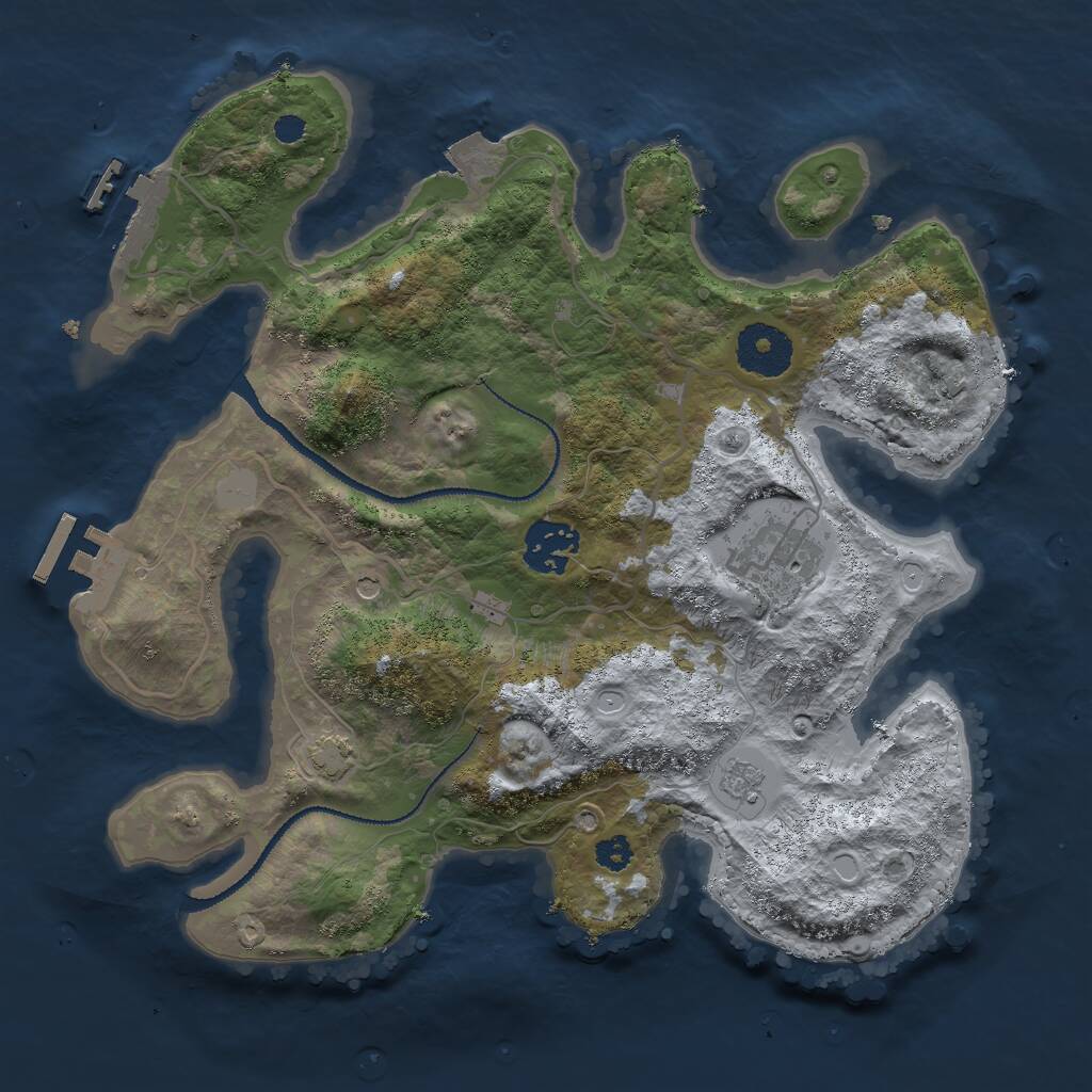 Rust Map: Procedural Map, Size: 3000, Seed: 1340163953, 8 Monuments