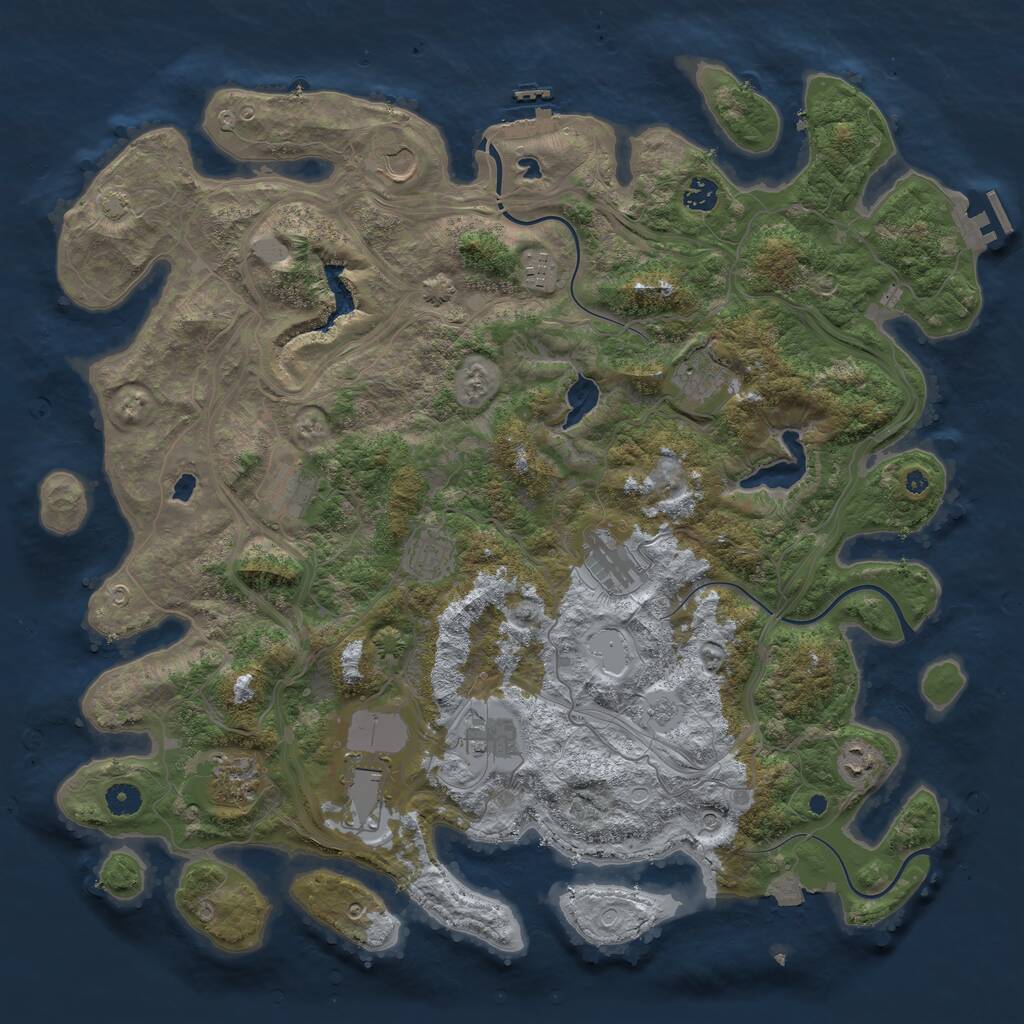 Rust Map: Procedural Map, Size: 4500, Seed: 645990761, 17 Monuments